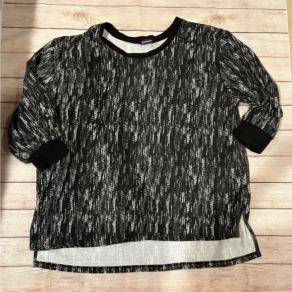 Roaman’s Black And White Cotton Blend Top With Pockets Size 1X - Picture 1 of 6